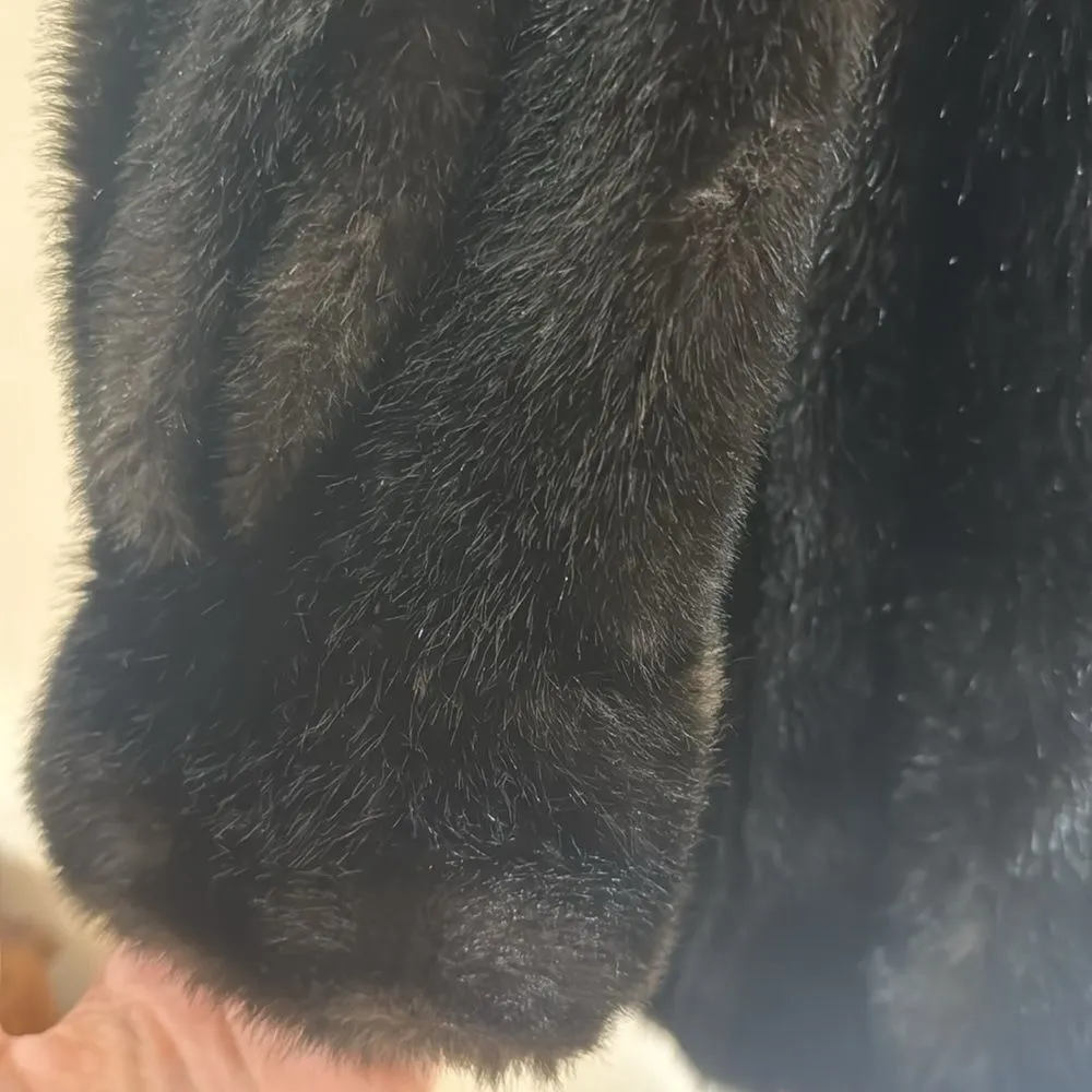 Vtg 70s grandella II ladies button up chocolate brown fur coat size 12 - Image 9