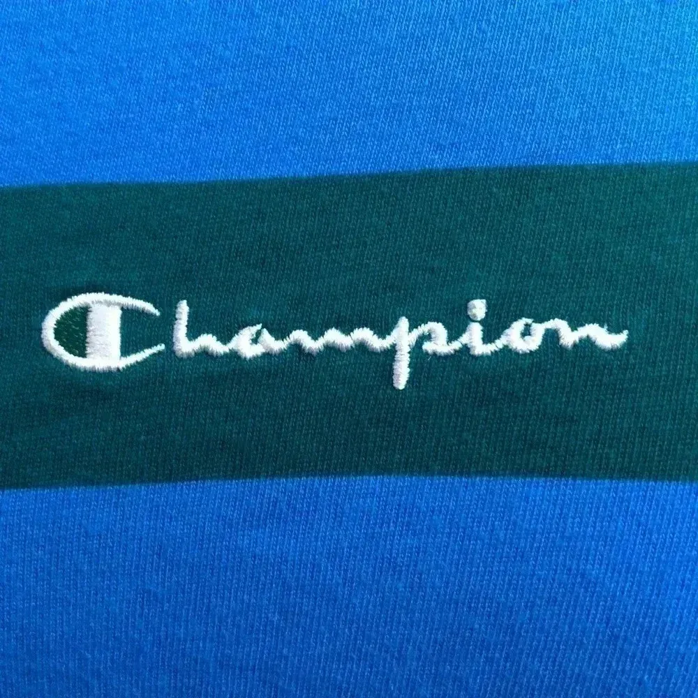 Champion- Blue and Green Striped Long Sleeve Boxy Shirt - Image 3