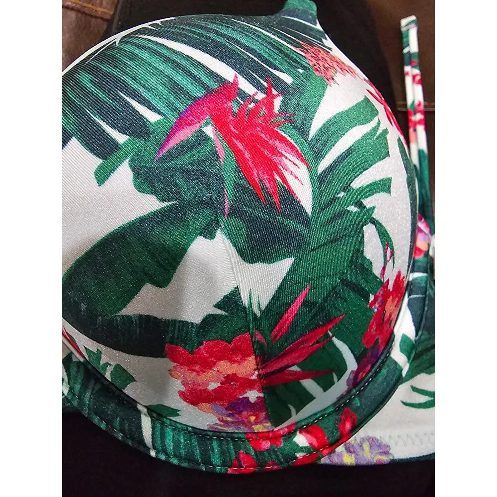 NWT Victoria Secret Sexy Tee Push Up Bikini Top Size 32B Blue Palm Green Pink - Image 3