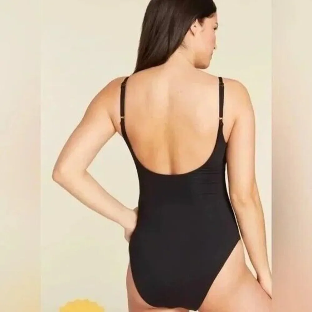NWT Andie The Santorini Knot Key Hole OnePiece Swimsuit Removable Cups 3XL Black - Image 4