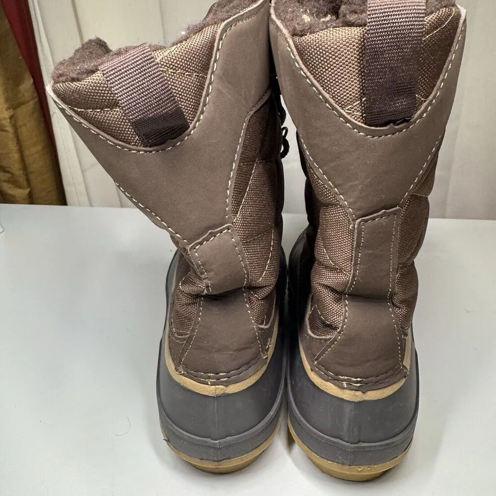 KHOMBU BOOTS WOMENS 6 ANNABEL BROWN WATERPROOF DUCK LACE UP FAUX SHERPA - Image 5