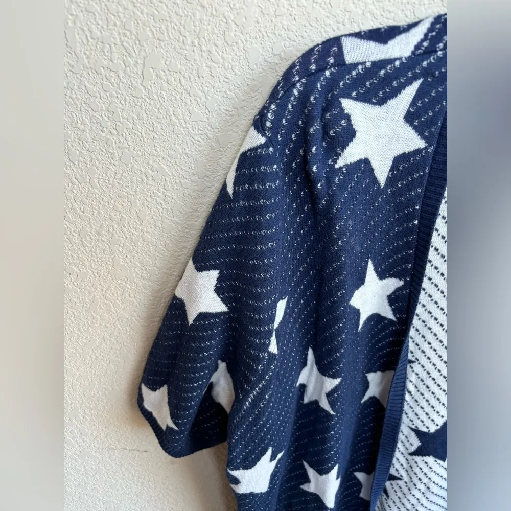 Star Print Patriotic Short Sleeve Open Front Cardigan 14/16 - Image 5
