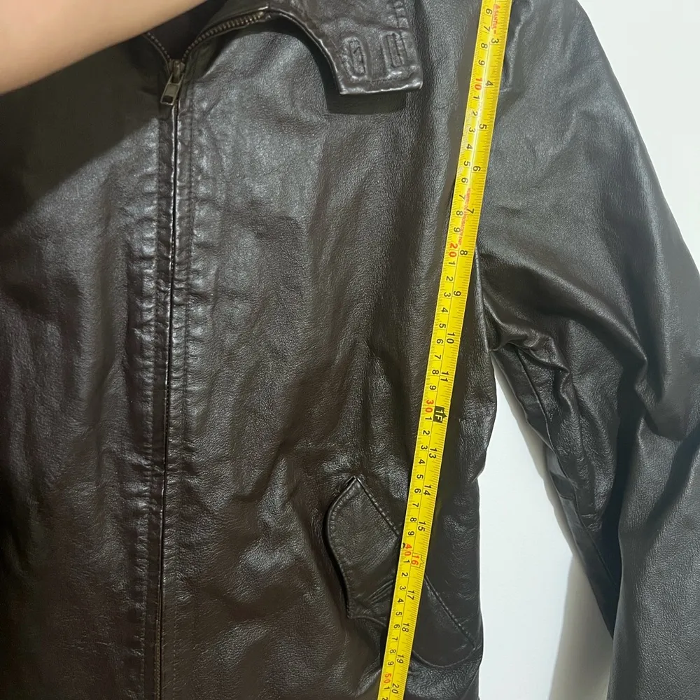 Vintage Santa Fe Leather Brown Full zip Bomber Jacket Lg Moto - Image 9