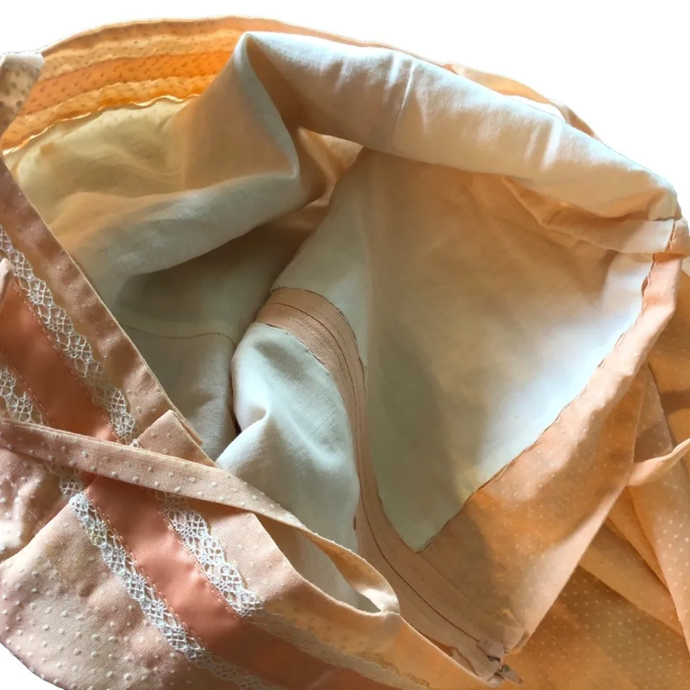 Handmade Peach Swiss Dot Prairie Maxi Dress Sz 6 Spaghetti Straps Tiered Hem - Image 10