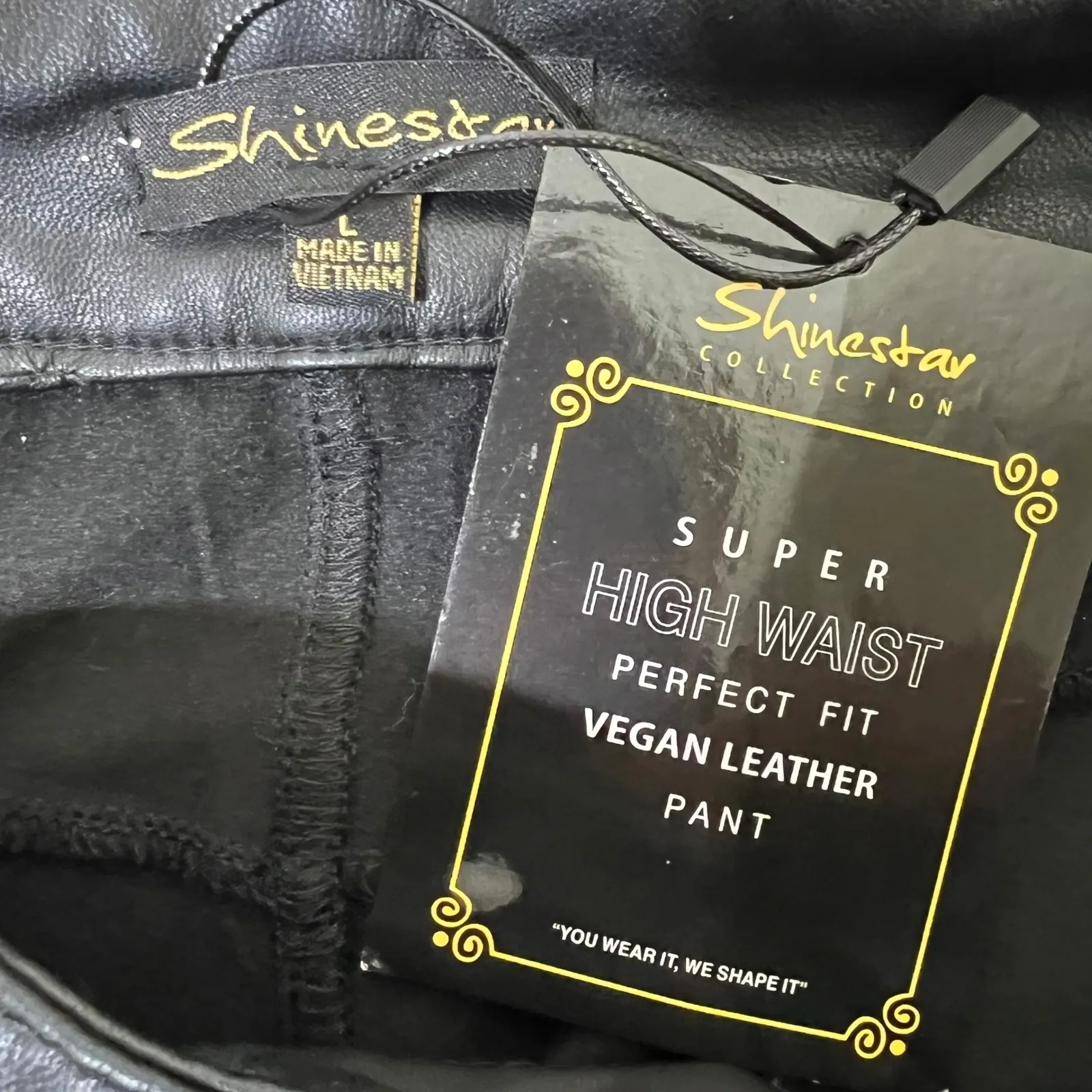 Shinestar Collection Super High Waist Vegan Leather Pant Women's Size L Black Size L - Image 4