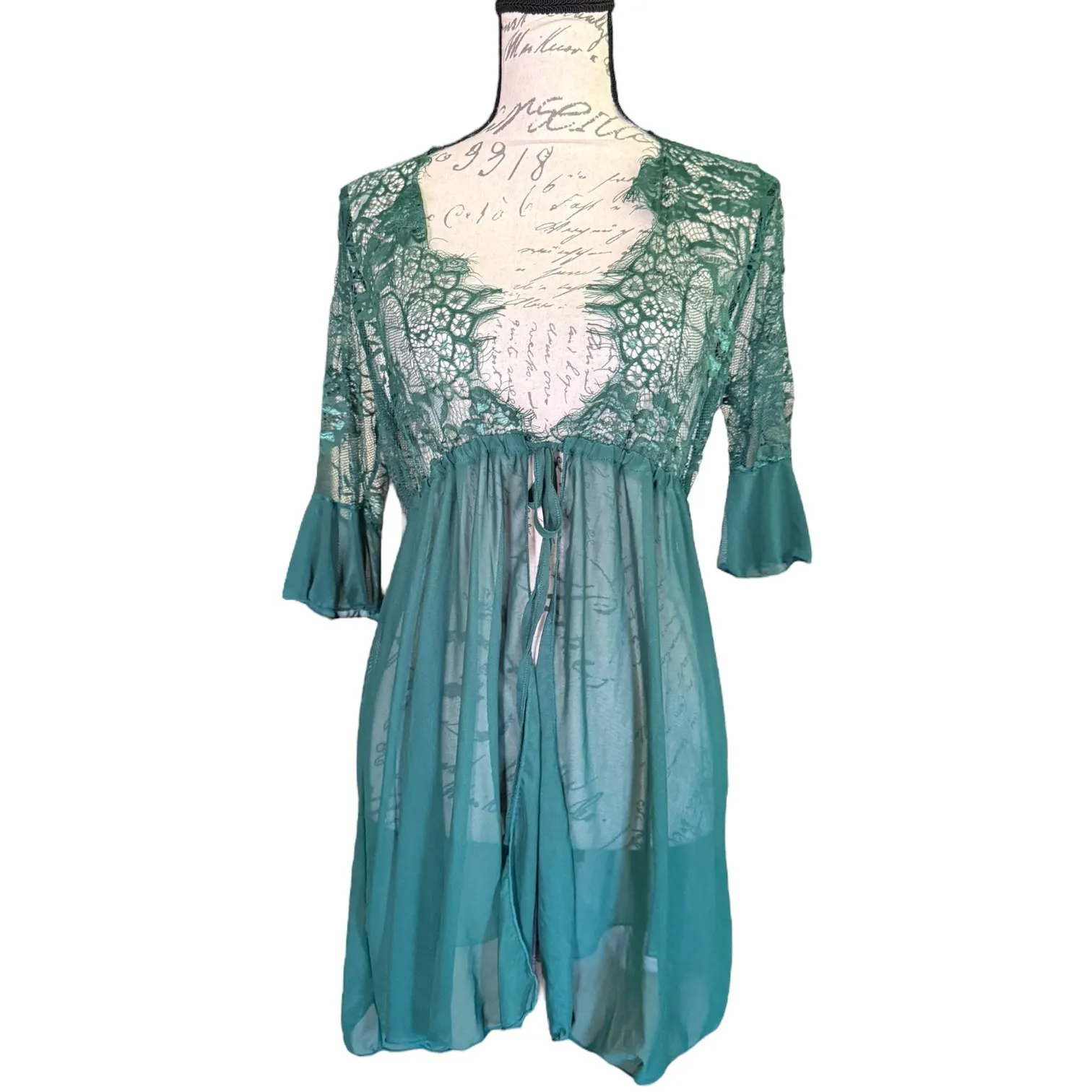 AvidLove Green Stretch Lace Lingerie Pajama Size Large - Image 3