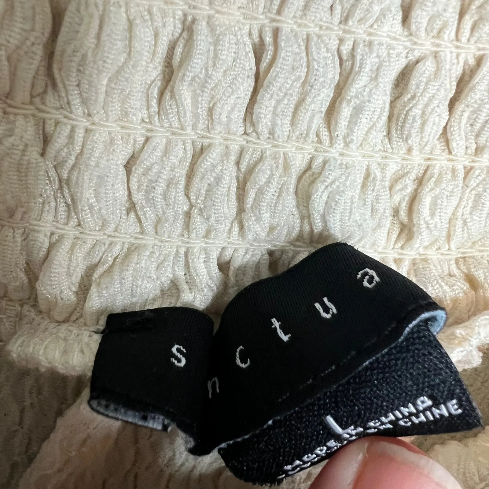 Sanctuary Peasant Top Size L Smocked Square Neck Puff‎ Sleeve Cream Boho - Image 2