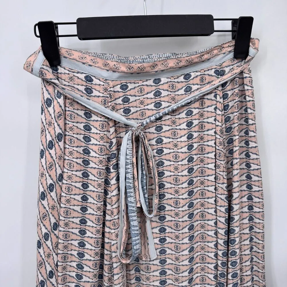 Free People Good For You Wrap Midi Skirt Women 8 Pink Blue Brown Silky Polyester - Image 6