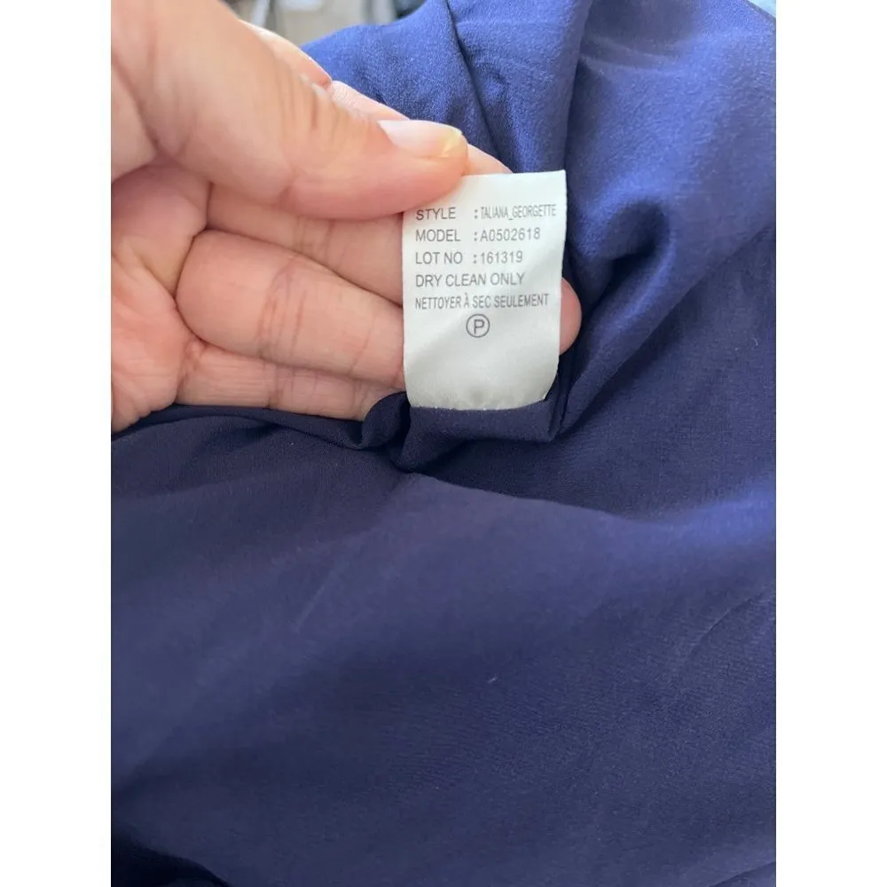 Theory Taliana Georgette silk navy one shoulder Grecian crepe cocktail dress 2 - Image 10