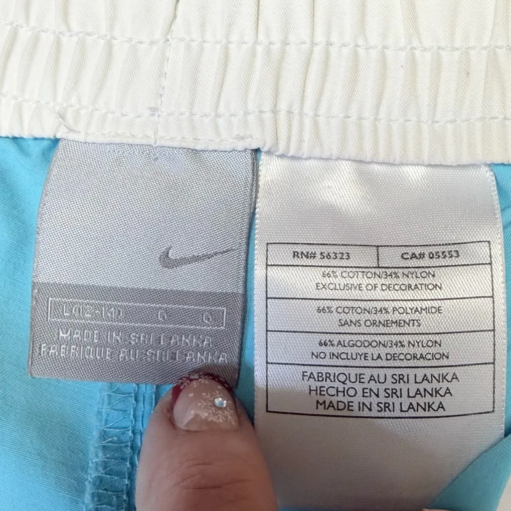 Vintage Y2K Nike Track Pants Women Large Blue White Side Stripe Gray Tag - Image 4