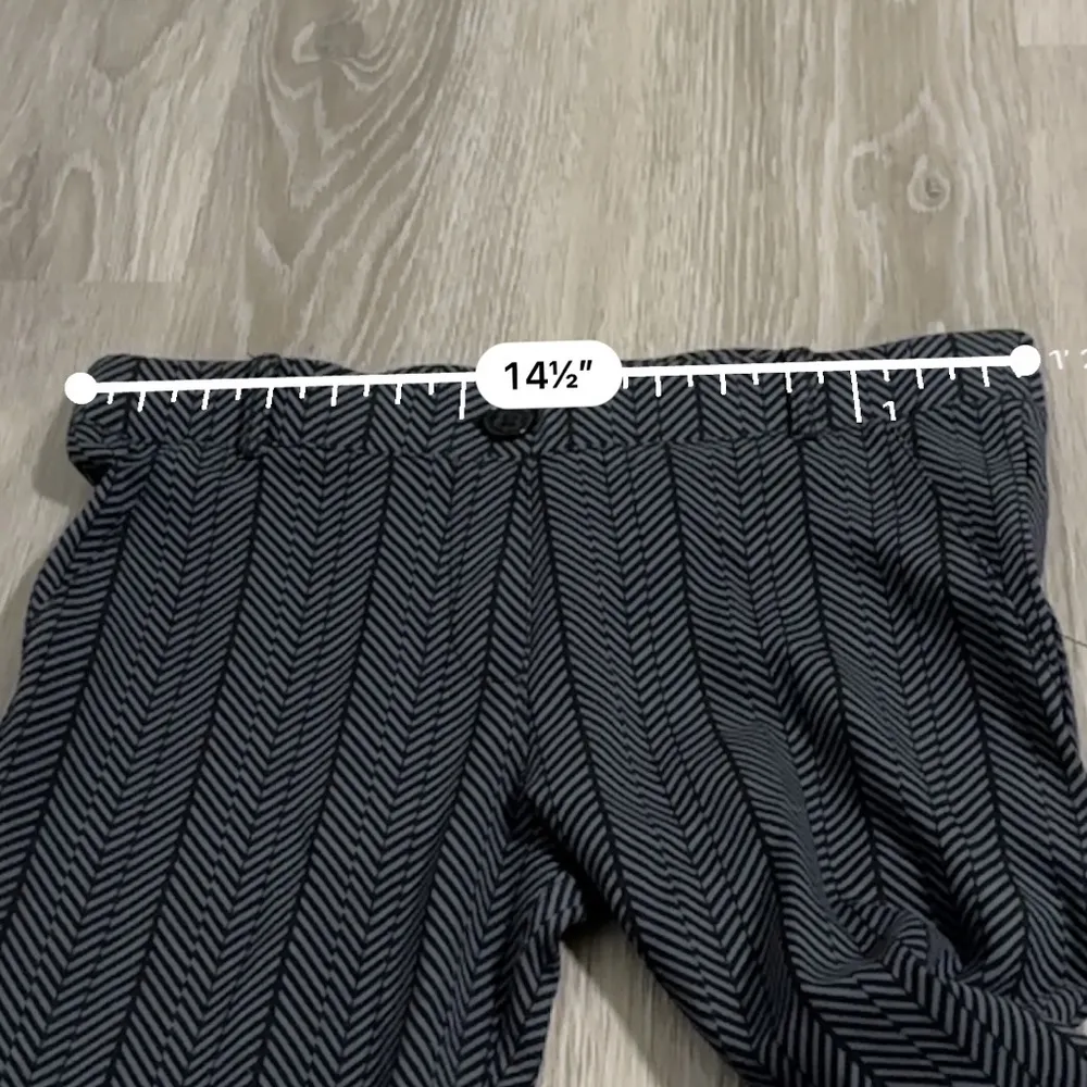 Betabrand Black & Gray Chevron Stripe Print Mid Rise Wide Leg Pull On Pants Sz M - Image 8