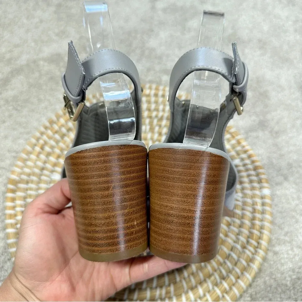 Marc Fisher Grey Suede Perforated Parso Studded Heeled Sandal Size 6.5 - Image 5