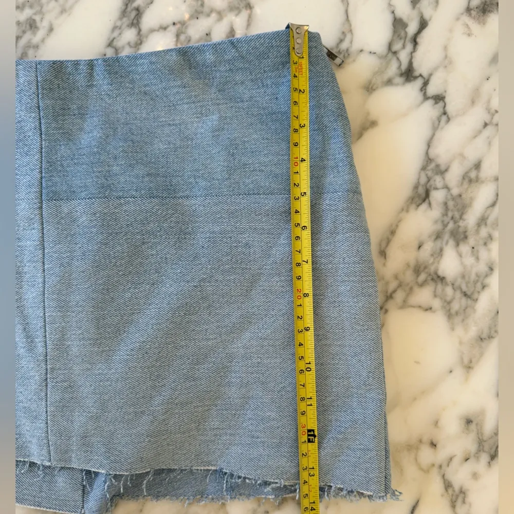 NWOT EB Denim Micro Skirt Asymmetrical Raw Hem Women's S no size tag Blue - Image 6