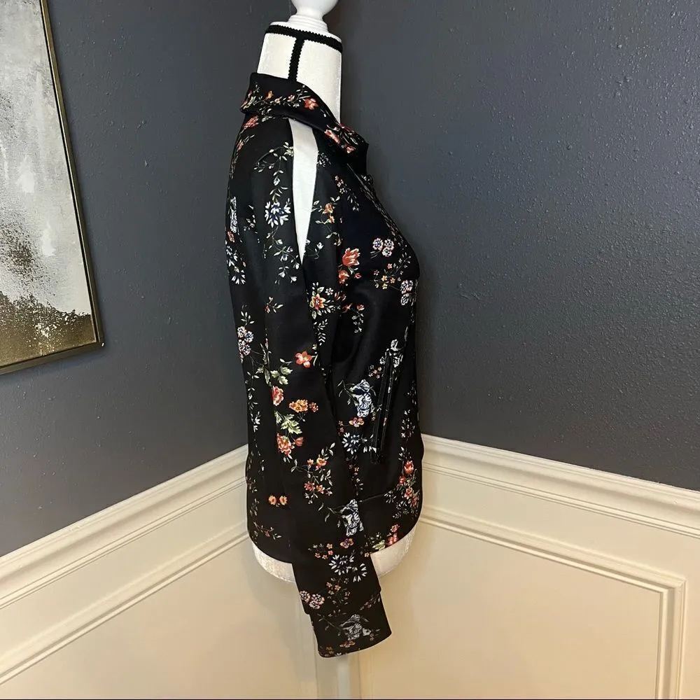 AFRM Floral Track Jacket with Racing Stripe Black Size XS - Image 4