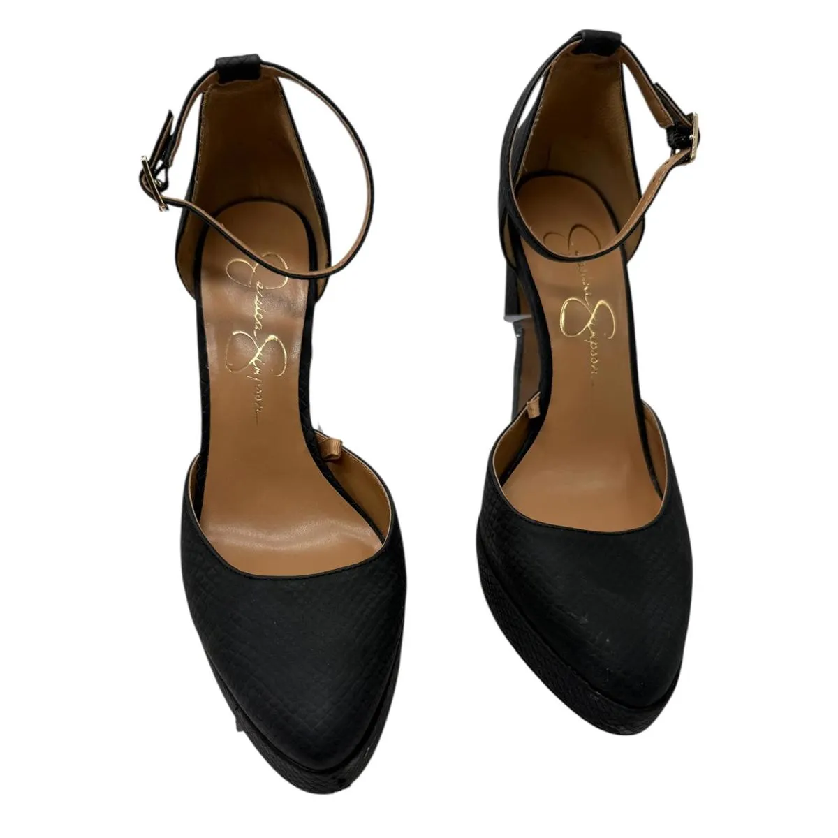 Jessica Simpson  Black Ankle Strap Platform Heels - Image 2
