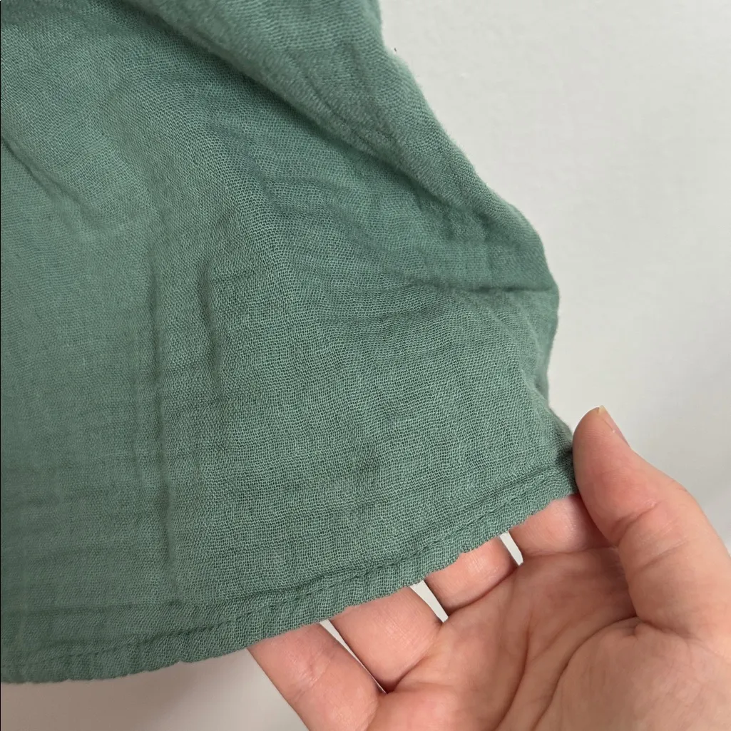 Old Navy Dried Herb Olive/Sage Green Puff Raglan Short Sleeve Gauze Mini Dress M - Image 10