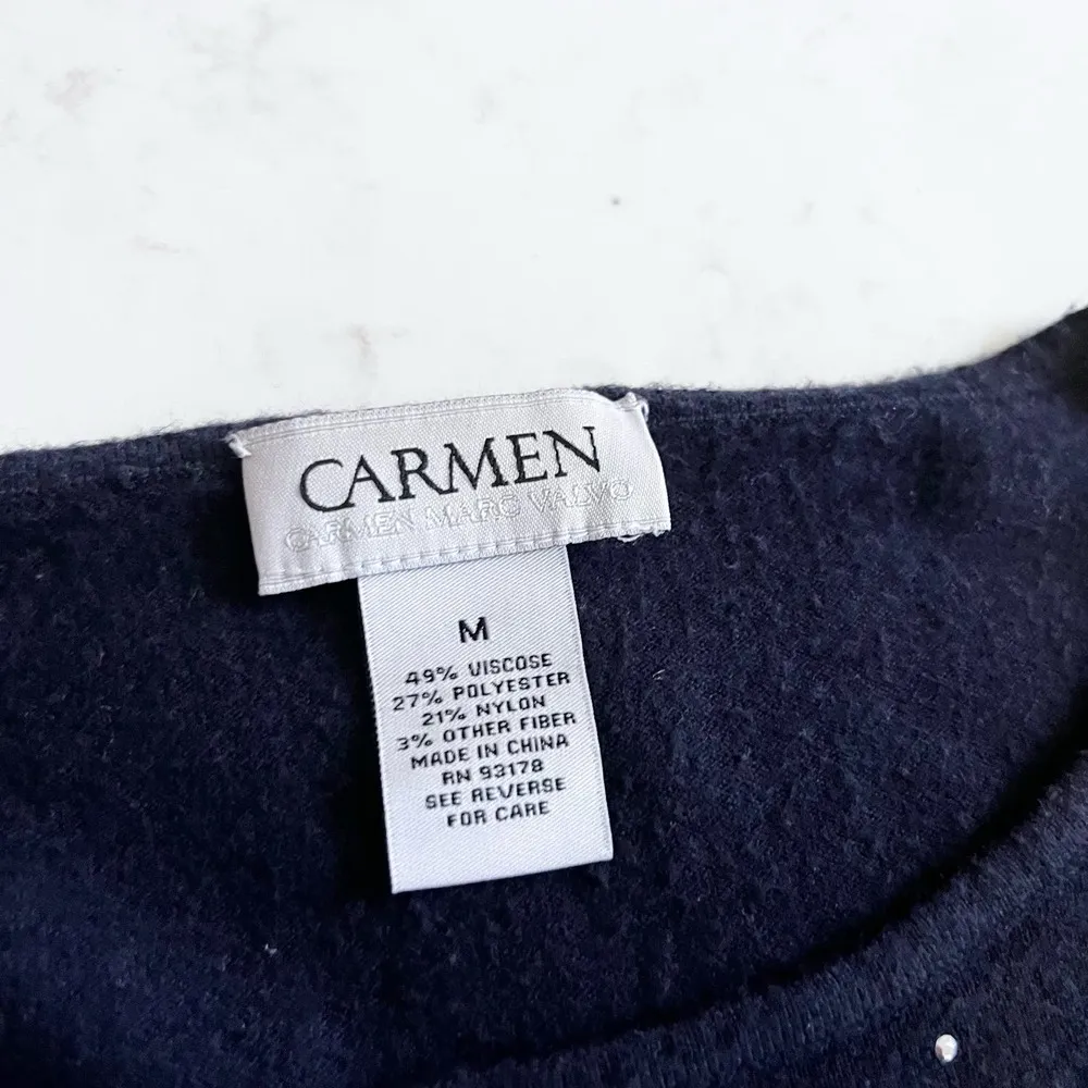 Carmen Mark Valvo navy studded sweater size Medium - Image 5