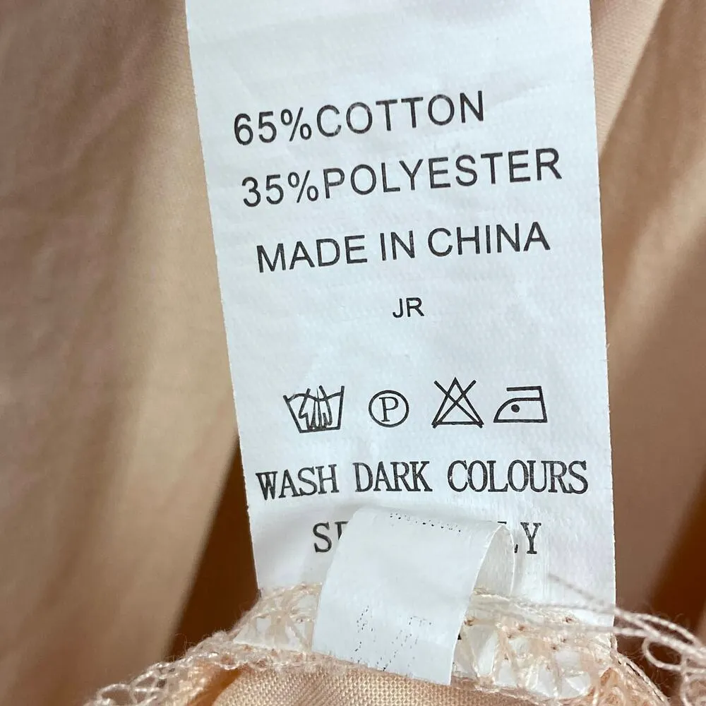 Pale Peach Pink Strapless Tie Neck Lace Dress Feminine Boho Fairy Women Medium - Image 7