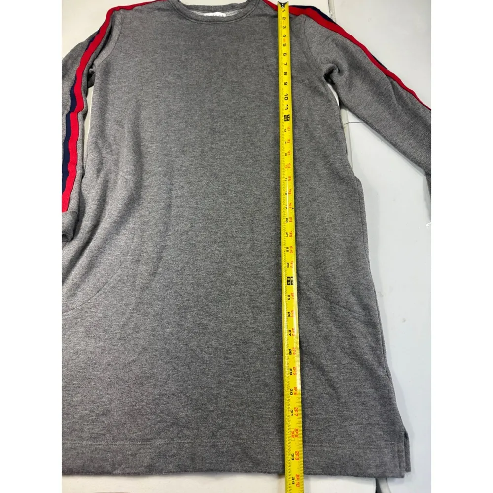 Velvet Gray Long Sleeve Dress with Red and Blue Trim Casual s - Image 10