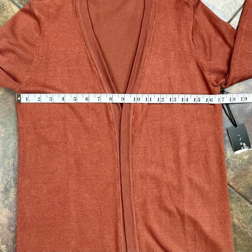 NWT Carreli Brown Open Front Long Sleeve Cardigan Medium - Image 7