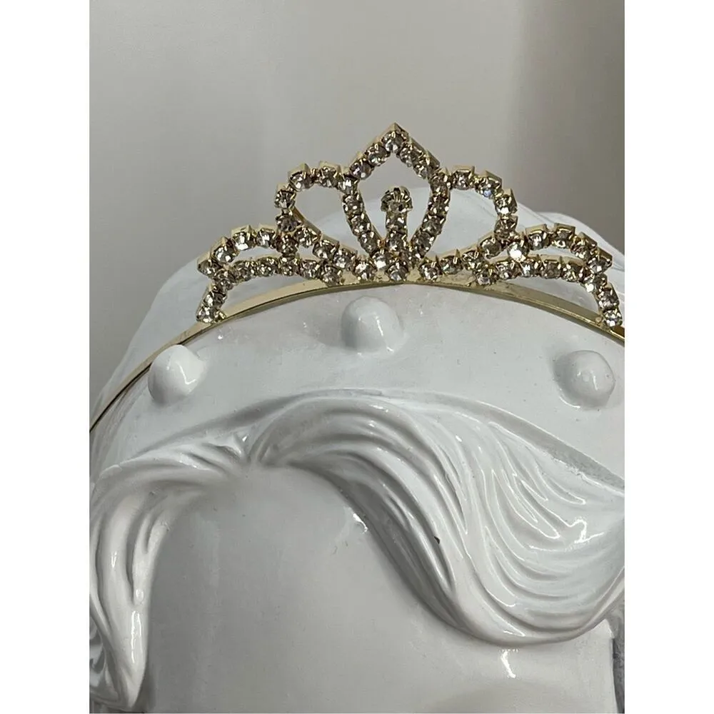 Gold colored cut glass tiara. Prom, special event, wedding . - Image 3