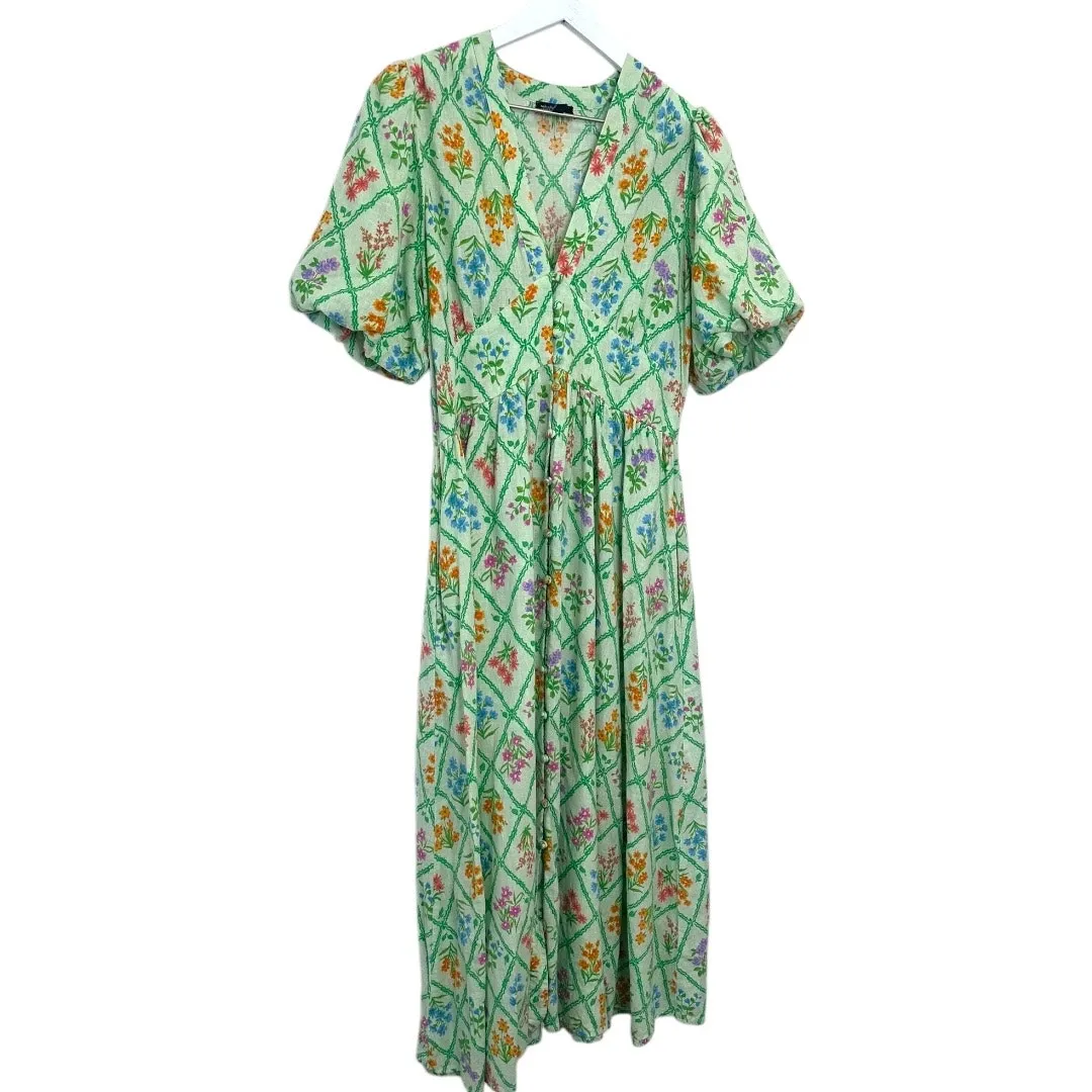 Nobody’s Child x Happy Place by Fearne Cotton Floral Midi Dress Size 6 Green - Image 6