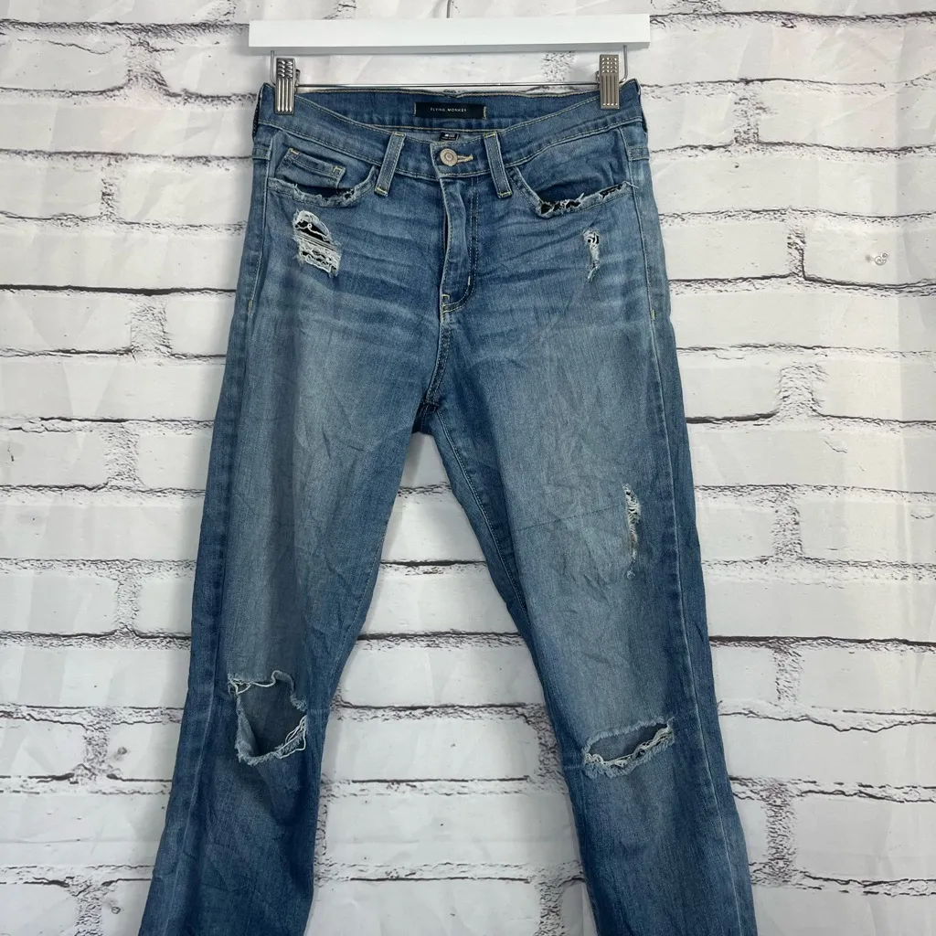 Flying Monkey Skinny Jeans Distressed Medium Wash Women’s 27 Stretch Mid Rise - Image 6