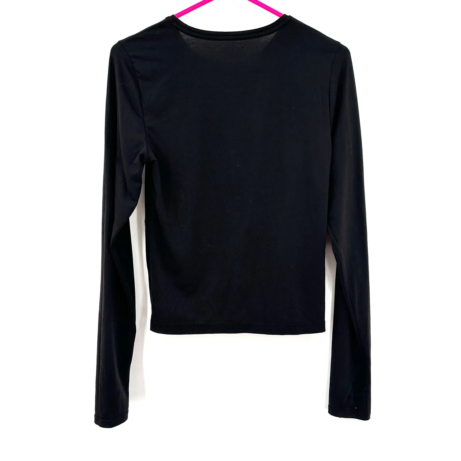 Athleta Size Small Top Black Long Sleeve Cropped‎ Twist Yoga Gym Running Active - Image 2