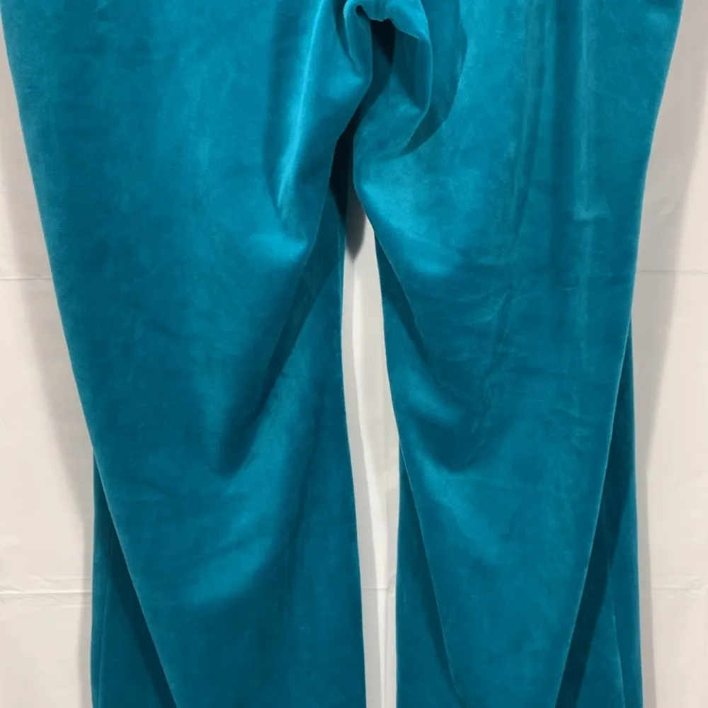 Peacock Green Velour Classic Logo Track Pants Joggers Size XL - Image 10