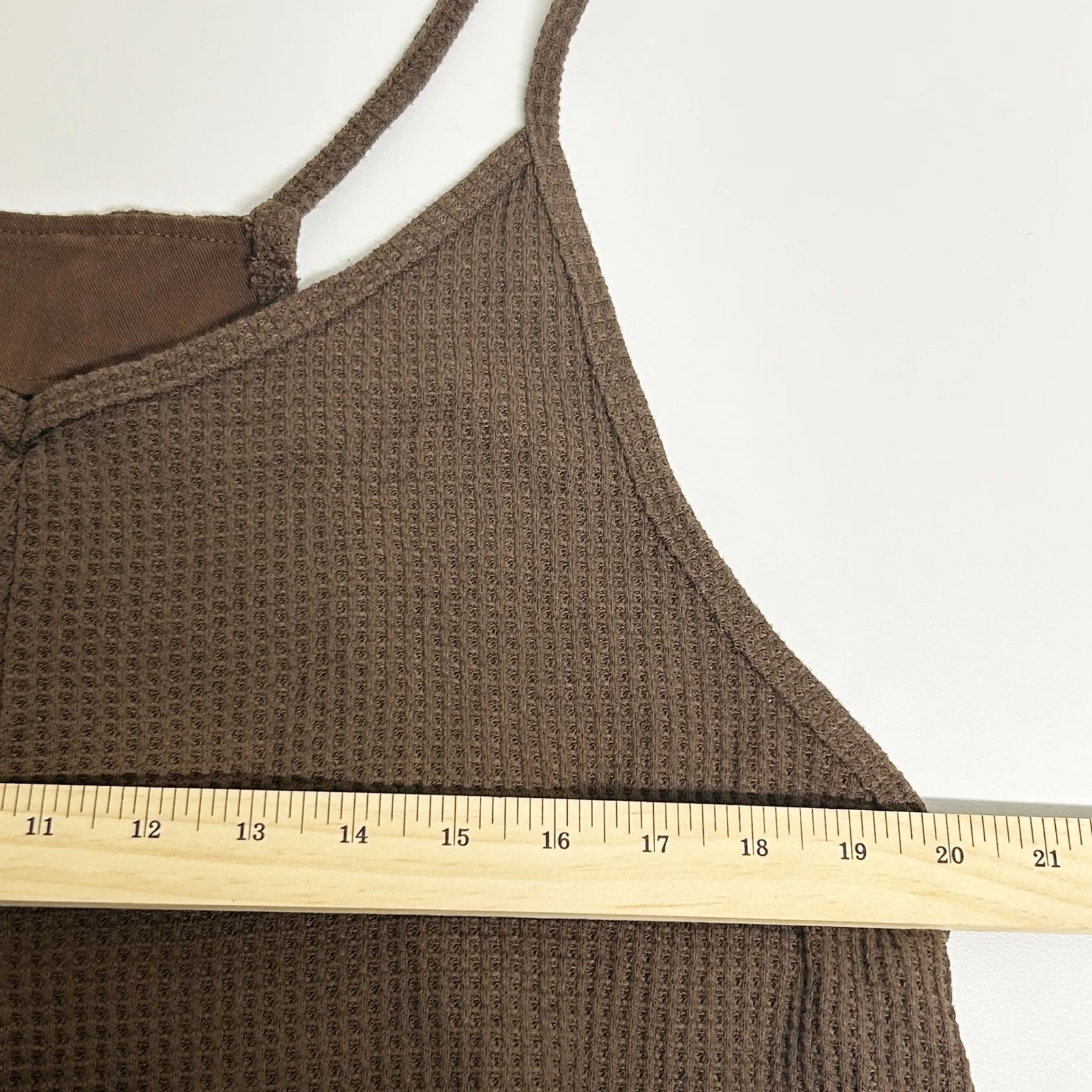 Womens Slouchy Oversized Lounge Waffle Knit Jumpsuit Size L Chocolate Brown Size L - Image 9