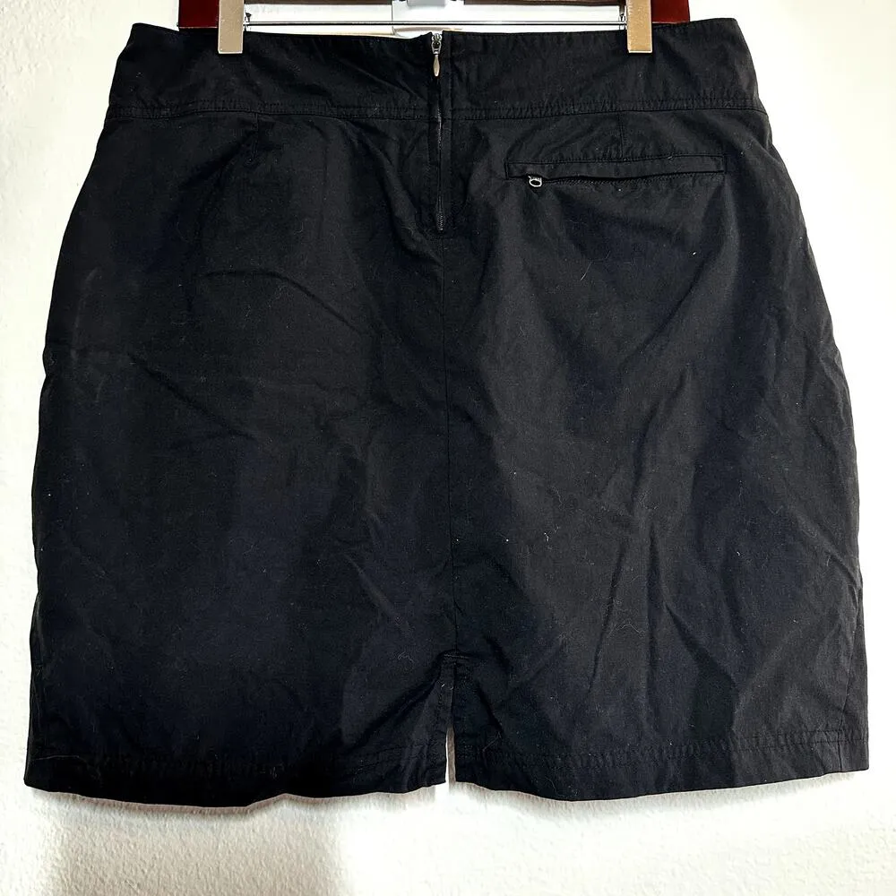 Royal Robbins Mini Skort Skirt Flat Front Back Slit Zip Pocket Stretch Black 12 - Image 7