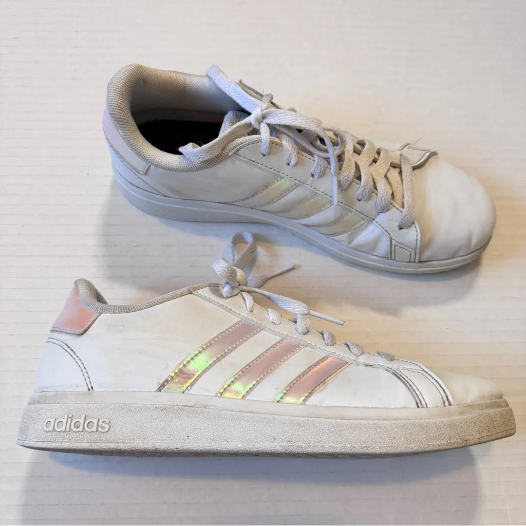 Adidas White Leather Grand Court 2 Sneakers Running Shoes Women’s 7 Athletic - Image 11