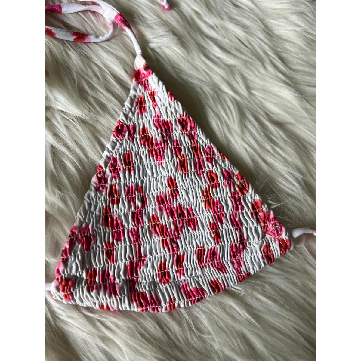 Trendy Floral Smocked Bikini Set size Large Pink - Image 4