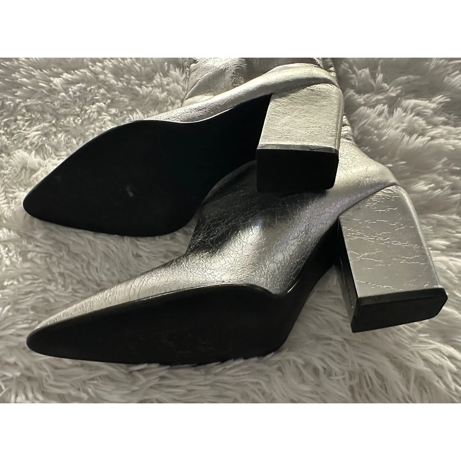 Steve Madden Women's Gray Croft Pointed Toe Cowgirl Silver‎ Boots Size 7.5 - Image 5