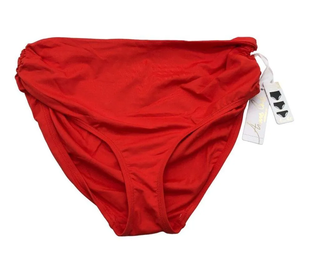 Anne Cole Bikini Bottom Convertible High Waist Shirred Spice Red S - Image 3