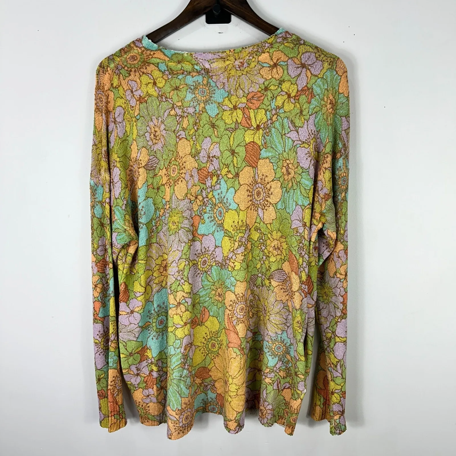 Show‎ Me Your Mumu Sweater M Multicolor Floral Knit Groovy Blooms Boho Retro NWT - Image 5