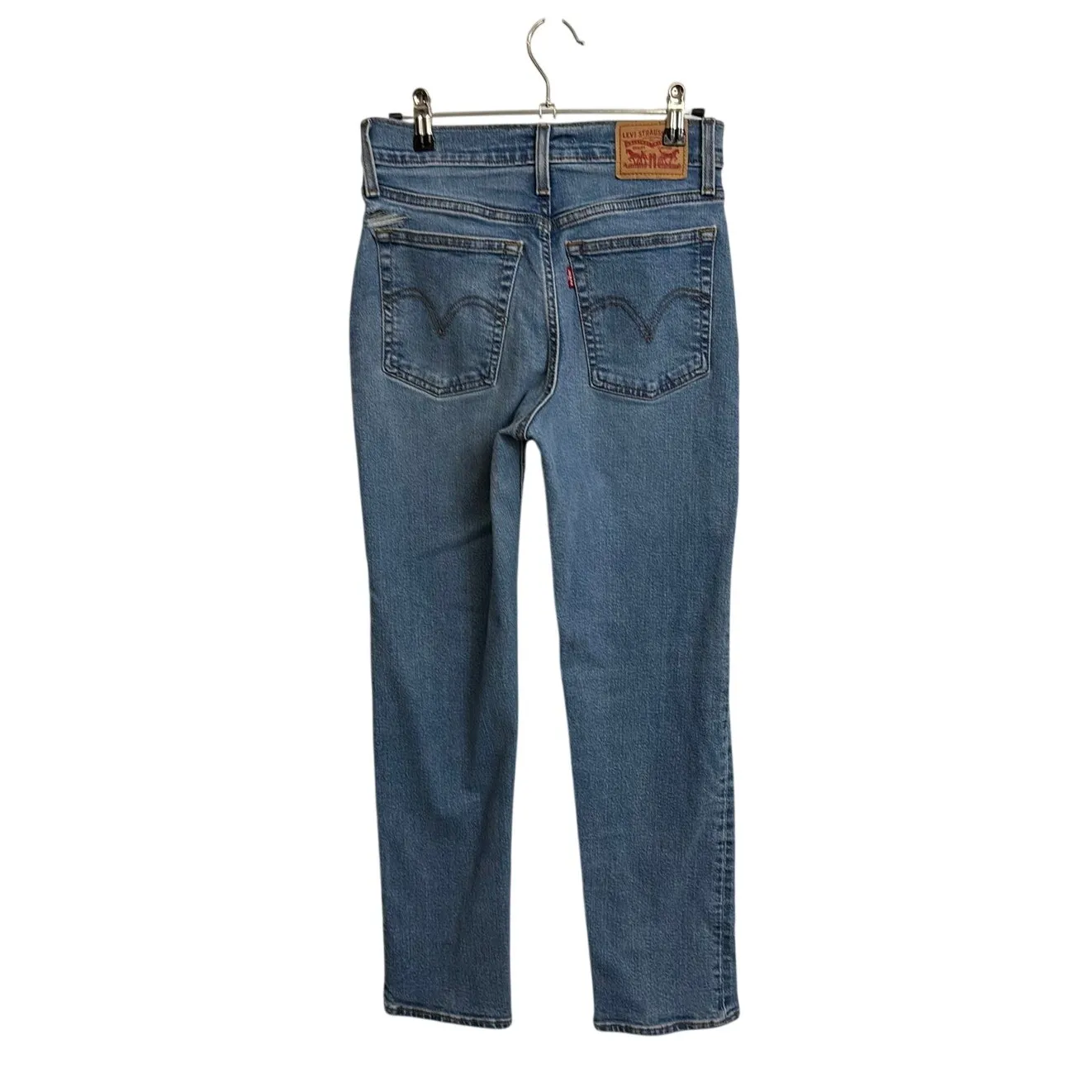 Levi's Jeans Womens 26 Blue Wedgie Straight Leg High Rise Button Fly Denim FLAW - Image 2