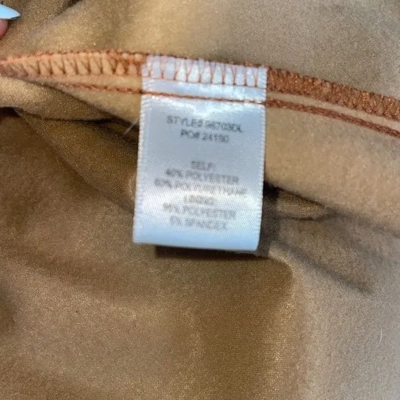 Skies Are Blue Faux Leather Tiered Dress | Cognac Brown | Size Medium - Image 11