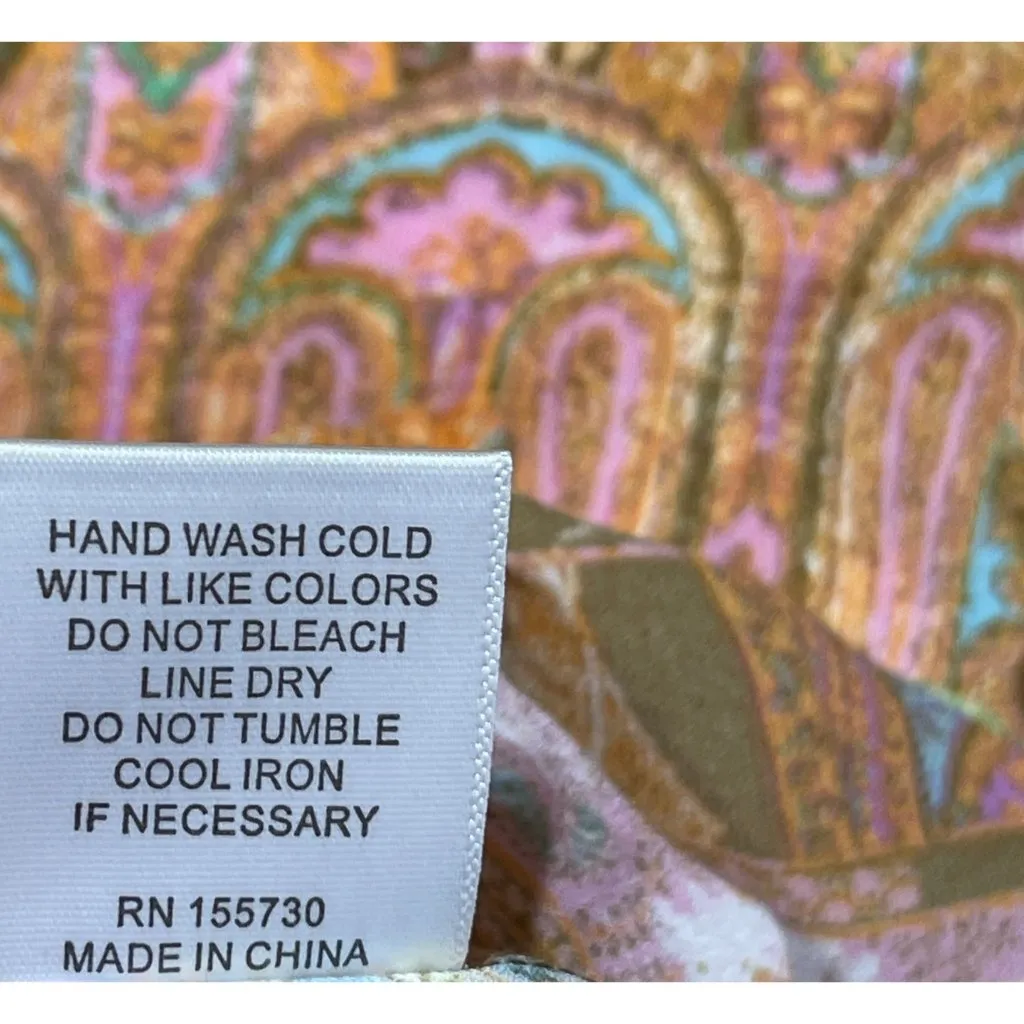 Rose & Olive Button Front Blouse Top Patchwork Size XL Long Sleeve Collar - Image 8