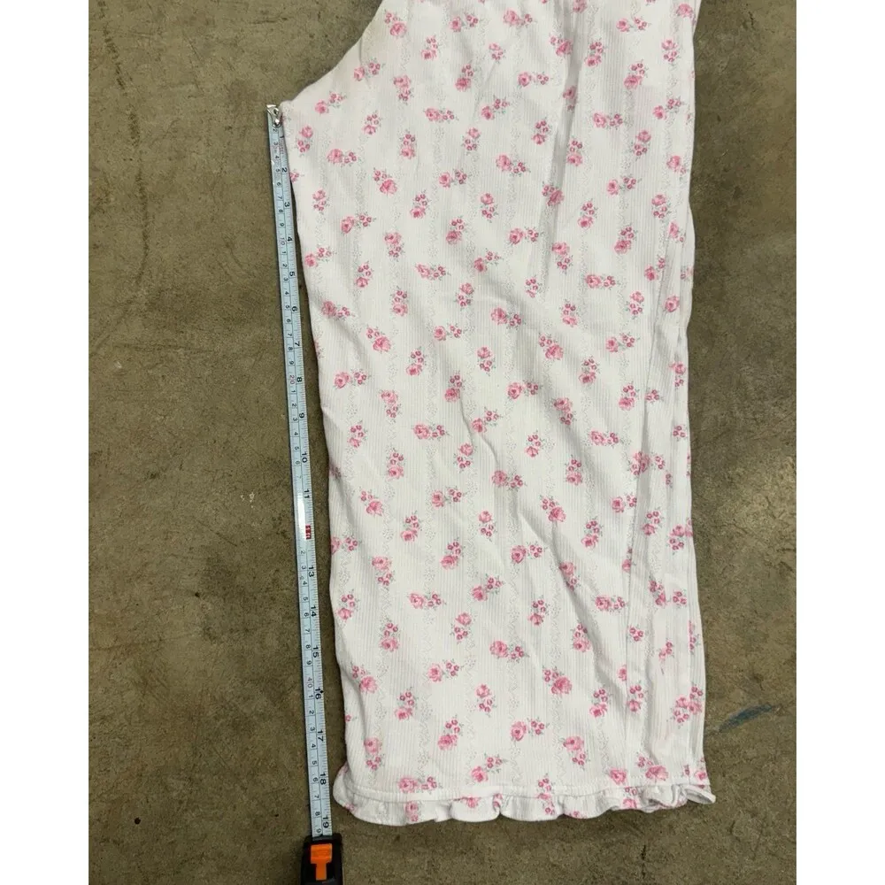 Vintage pointelle coquette rose floral ruffled pj pants White - Image 5