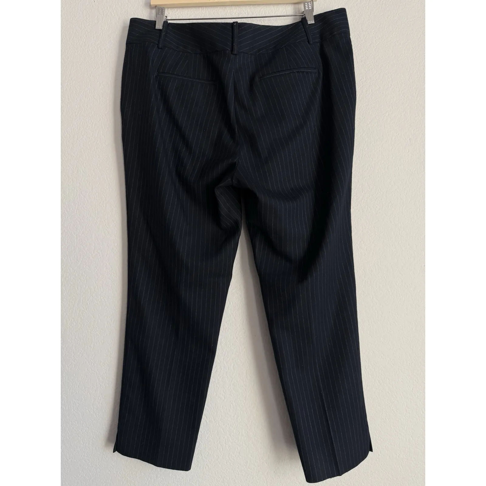 Ann Taylor Women's Size 14 Navy Pinstripe Dress Pants Trousers Wool Blend Career - Image 2