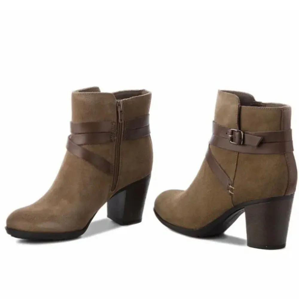 NEW Clarks Enfield Sari Olive Leather Suede Ankle Boots, Size UK 7D, US 9½M - Image 12