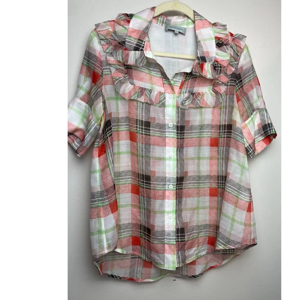 Lee Mathews Eugenie Plaid Ruffle Top Sz. 1 (US 4) - Image 4