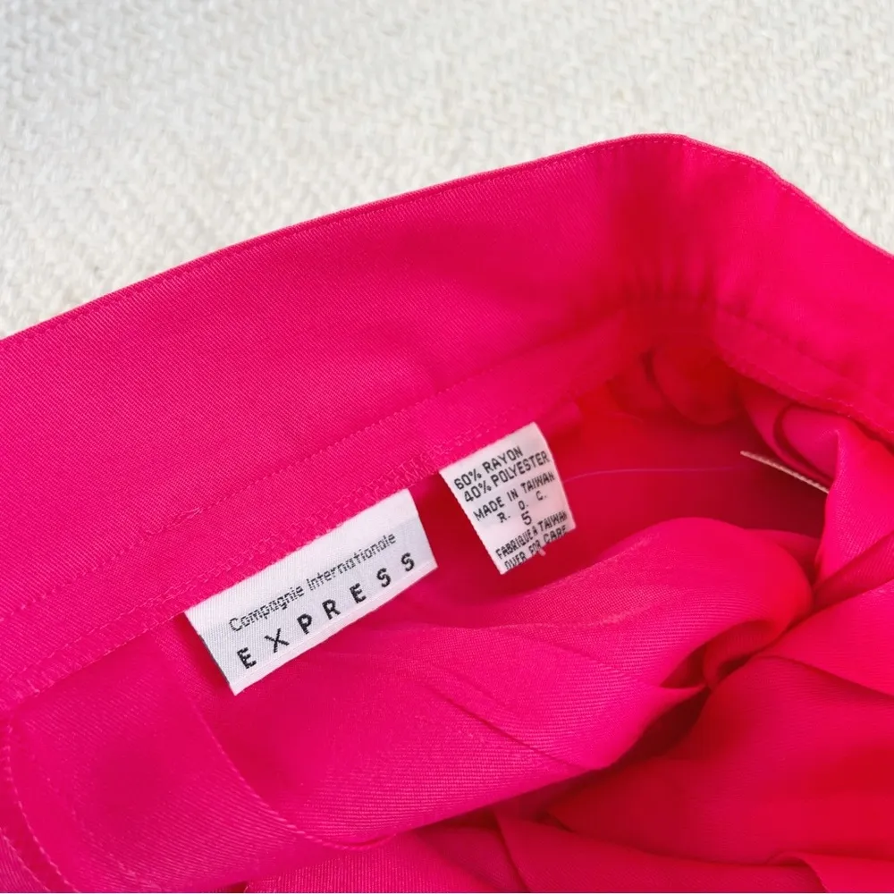 90s Compagnie Internationale Express Hot Pink Pleated Mini Skirt Deadstock NWT - Image 3