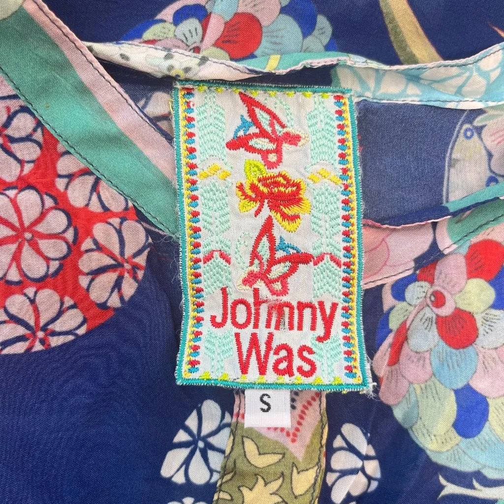 NWOT Johnny Was Blue Floral Kimono Ellyonora Half Placket Tunic Shirt Dress S - Image 14