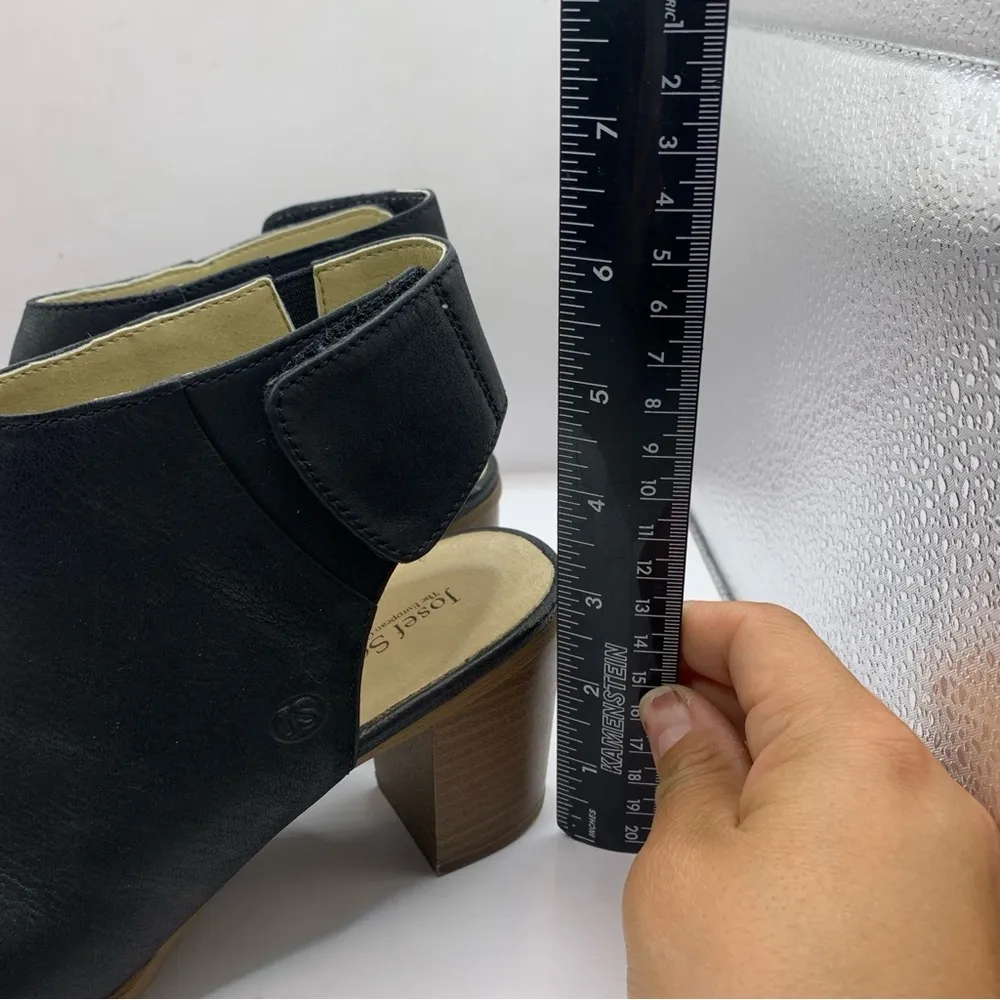 Josef Seibel Black Leather Block Heeled Ankle Boots Booties Size 38 EUR 7.5 US - Image 4