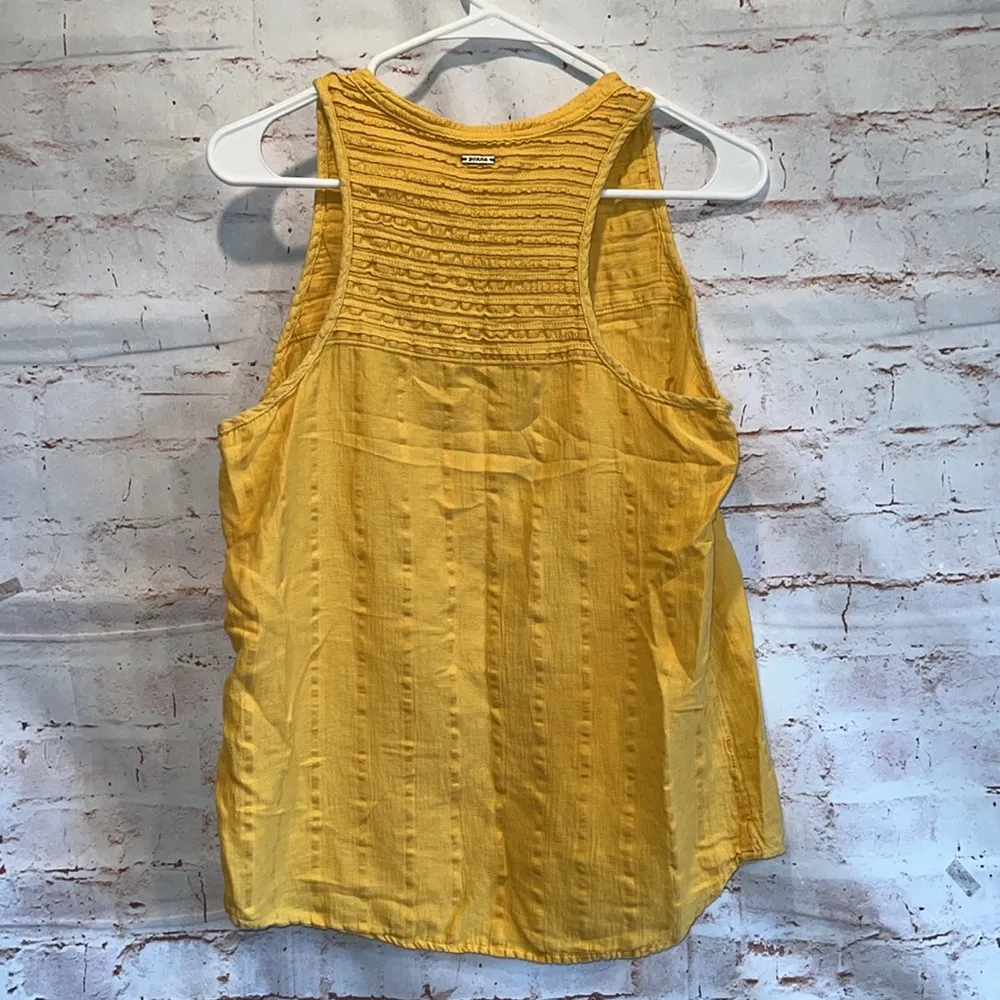 Prana Shirt Womens Small Yellow Nieves Sleeveless Tank Top V Neck Button Front - Image 5