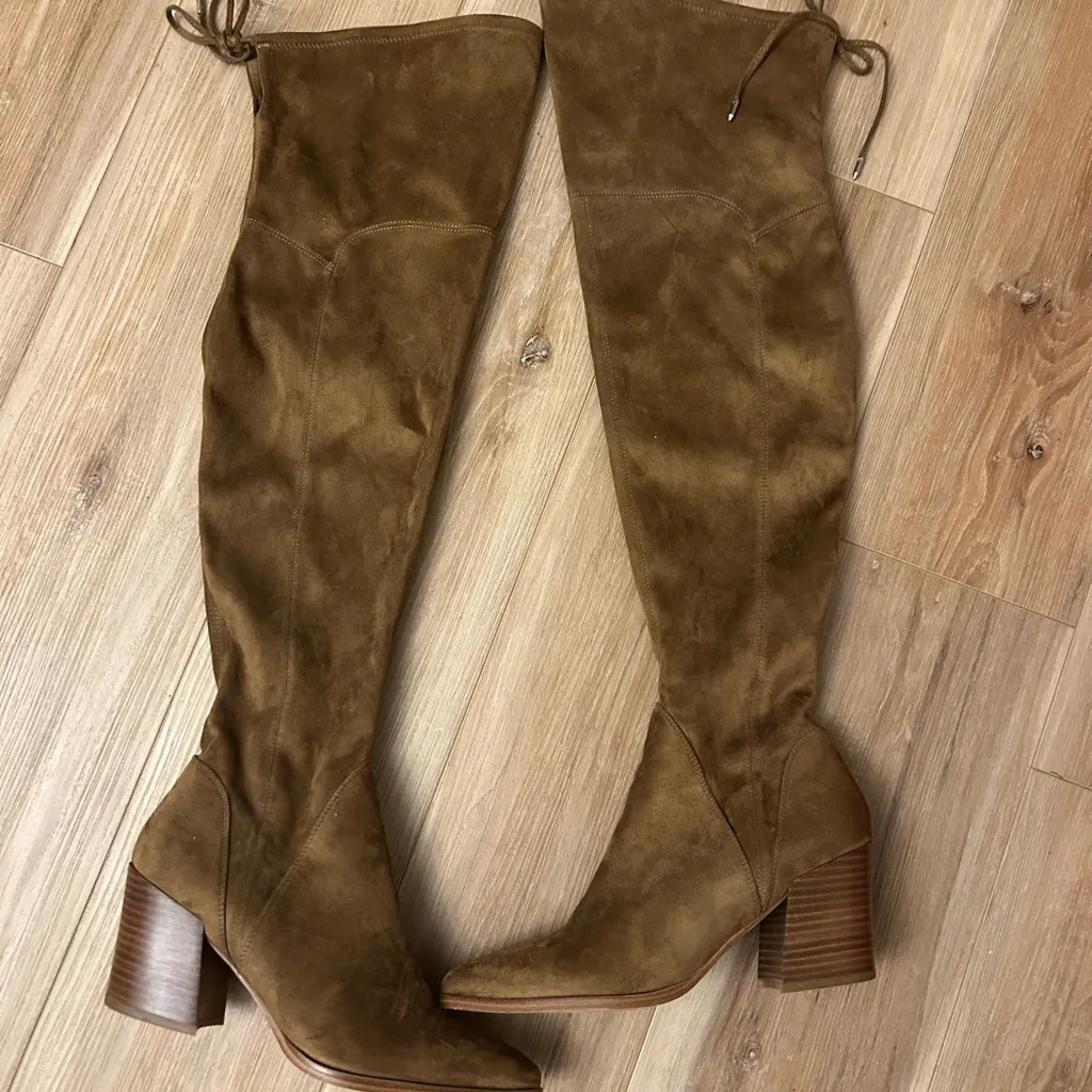 Marc Fisher Women's Reda Faux Suede Cold Weather Over-The-Knee Boots Brown Sz9 - Image 2