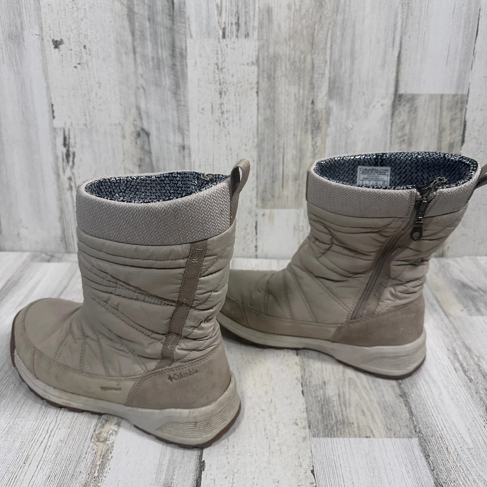 Columbia Women Beige Quilted Snow Boot – Waterproof Insulated – Sz 9 - MSRP $110 - Image 3