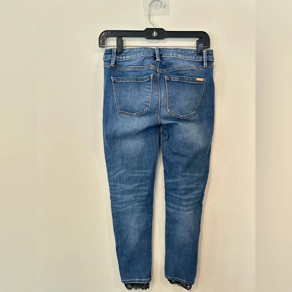 WHBM The Sculpt High Rise Skinny Ankle Jeans with Lace Size 00 2094 - Image 2